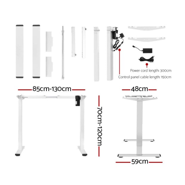 Electric Standing Desk Motorised Adjustable Sit Stand Desks White Oak Image 2