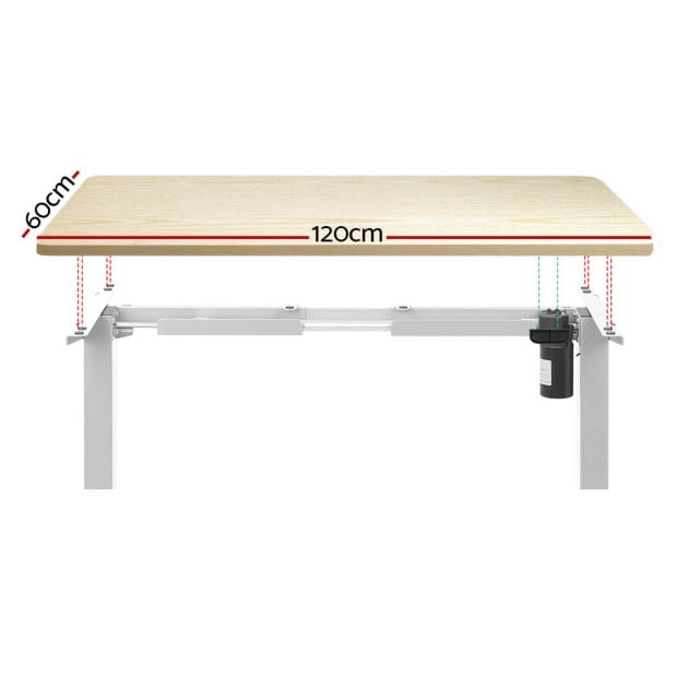 Electric Standing Desk Motorised Adjustable Sit Stand Desks White Oak Image 3