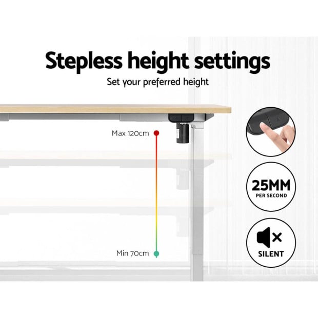 Electric Standing Desk Motorised Adjustable Sit Stand Desks White Oak Image 5