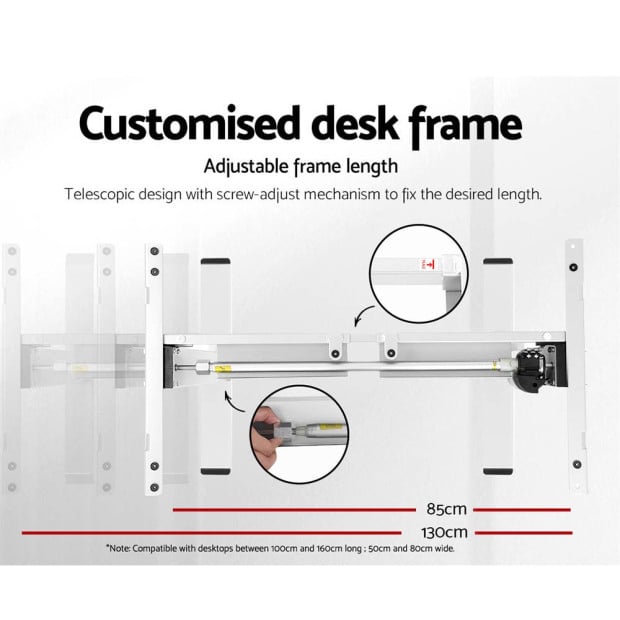 Electric Standing Desk Motorised Adjustable Sit Stand Desks White Oak Image 6