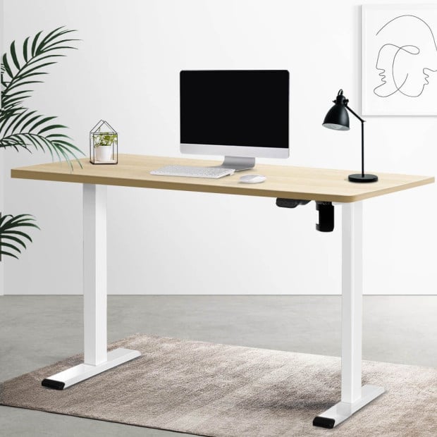 Electric Standing Desk Motorised Adjustable Sit Stand Desks White Oak Image 8