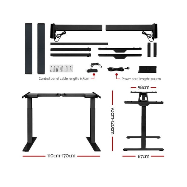 Standing Desk Sit Stand Motorised Adjustable Frame Only Black Image 2
