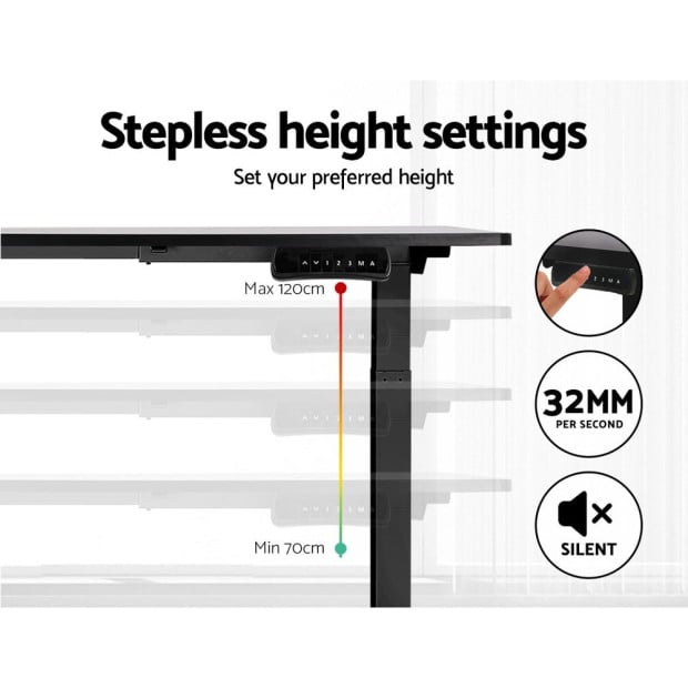Standing Desk Sit Stand Motorised Adjustable Frame Only Black Image 5