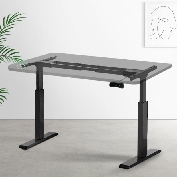Standing Desk Sit Stand Motorised Adjustable Frame Only Black Image 8