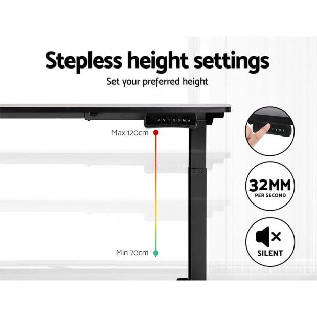 Standing Desk Electric Height Adjustable Sit Stand Desks Black 140cm Image 5