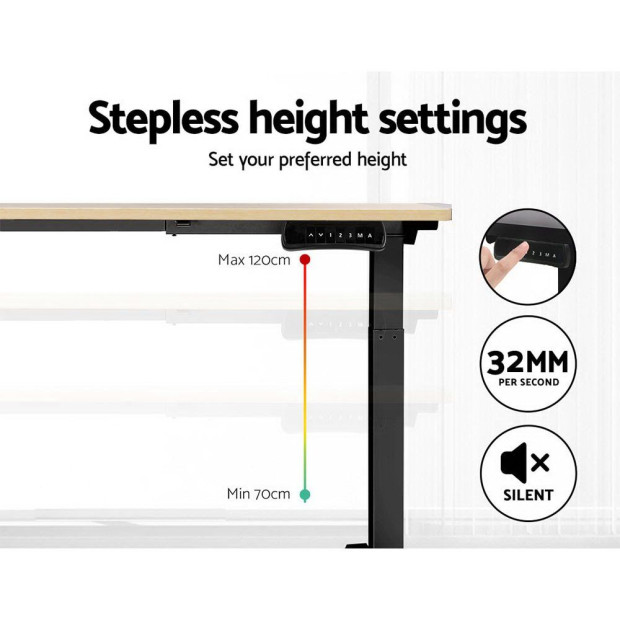 Standing Desk Electric Height Adjustable Sit Stand Black Oak 140cm Image 5