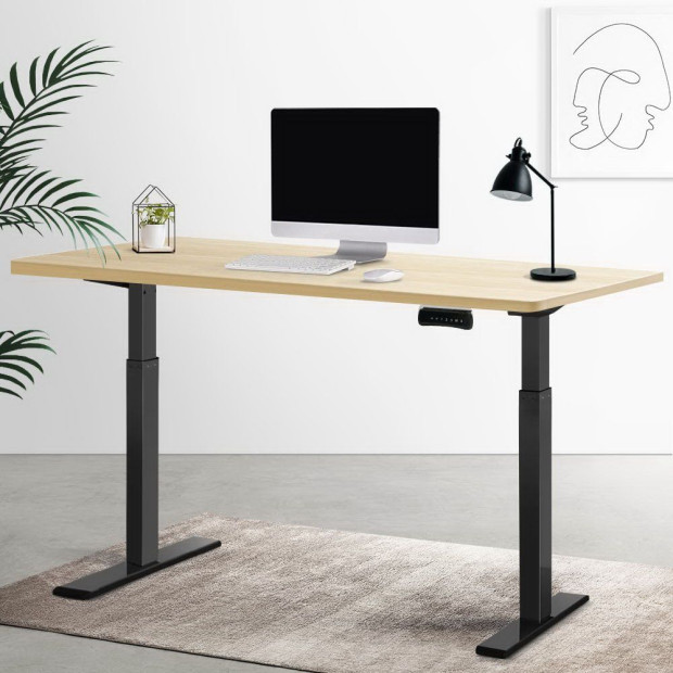 Standing Desk Electric Height Adjustable Sit Stand Black Oak 140cm Image 8