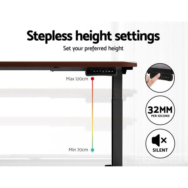 Standing Desk Electric Height Adjustable Sit Stand Desks Black Walnut Image 5