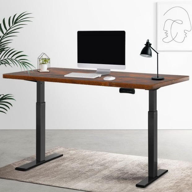 Standing Desk Electric Height Adjustable Sit Stand Desks Black Walnut Image 8