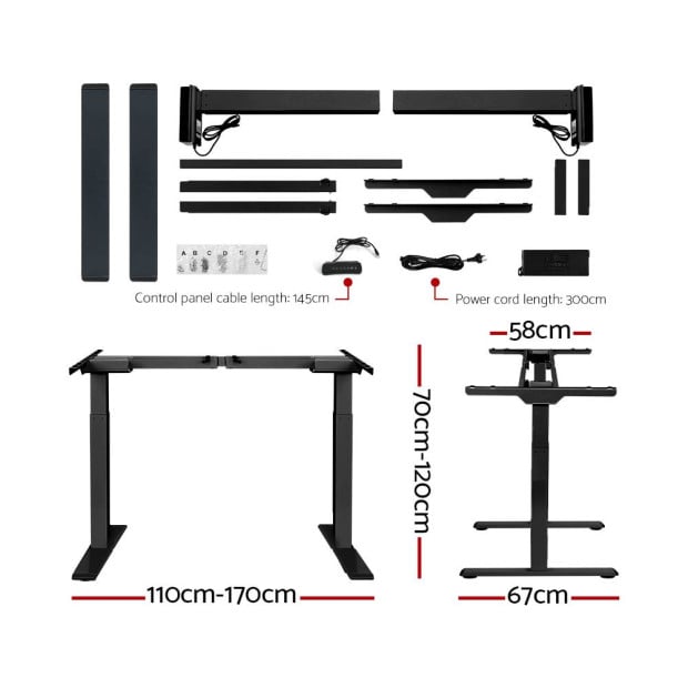 Standing Desk Electric Adjustable Sit Stand Desks Black White 140cm Image 2