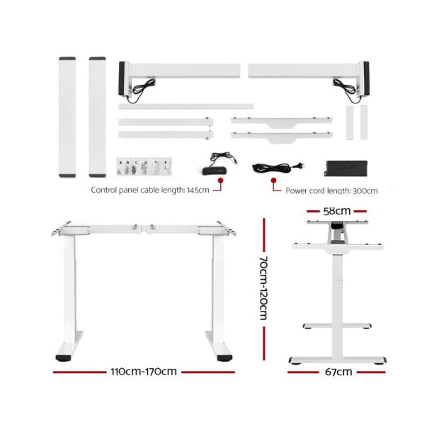 Standing Desk Sit Stand Motorised Adjustable Frame Only White Image 2
