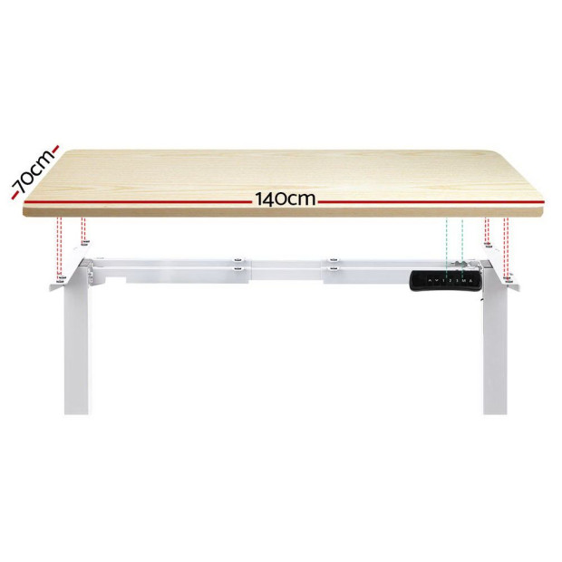 Standing Desk Electric Height Adjustable Sit Stand White Oak 140cm Image 3