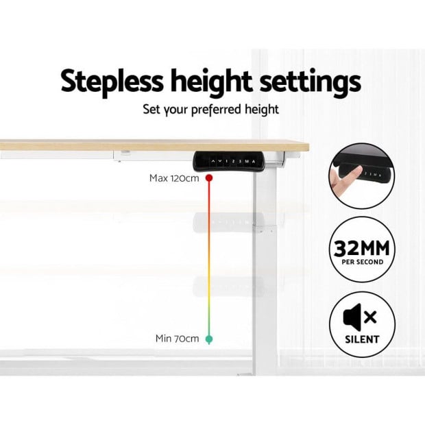 Standing Desk Electric Height Adjustable Sit Stand White Oak 140cm Image 5