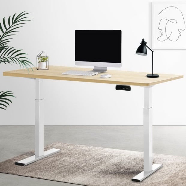 Standing Desk Electric Height Adjustable Sit Stand White Oak 140cm Image 8