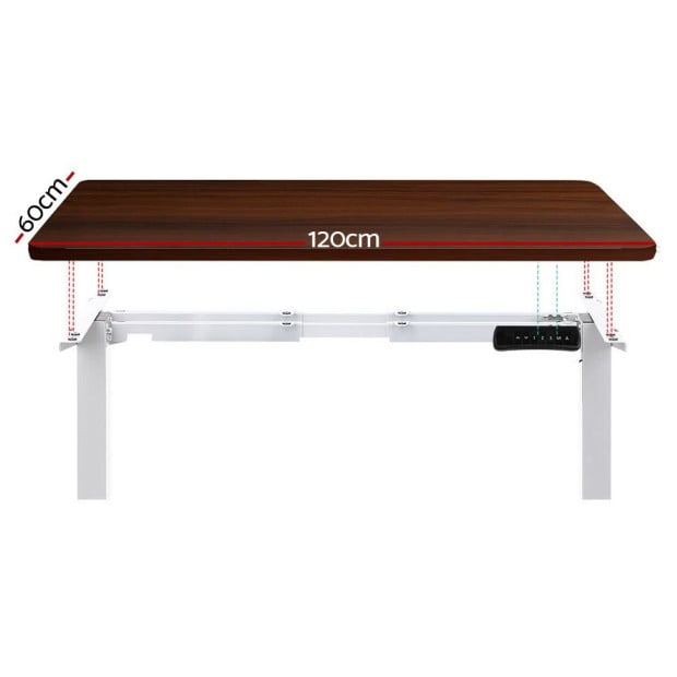 Standing Desk Electric Height Adjustable Sit Stand Desks White Walnut Image 3