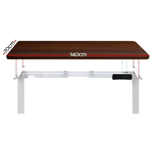 Standing Desk Electric Adjustable Sit Stand Desks White Walnut 140cm Image 3