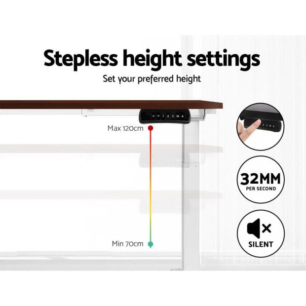 Standing Desk Electric Adjustable Sit Stand Desks White Walnut 140cm Image 5