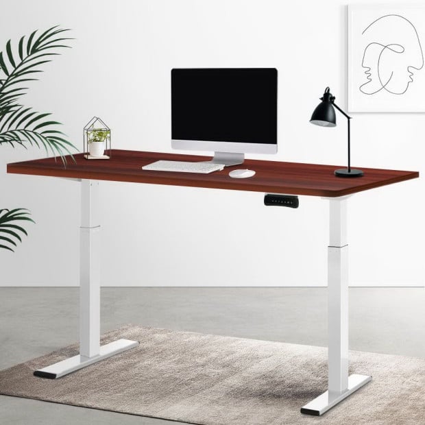 Standing Desk Electric Adjustable Sit Stand Desks White Walnut 140cm Image 8