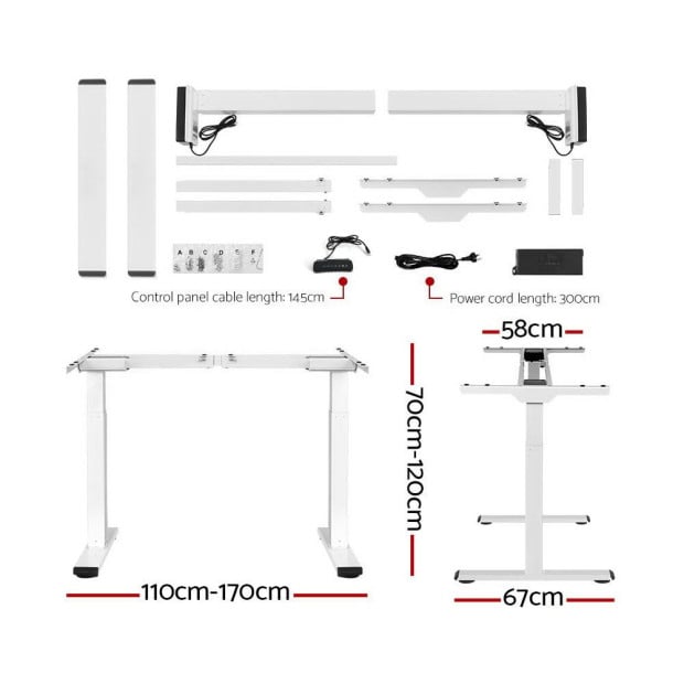 Standing Desk Electric Height Adjustable Sit Stand Desks Table White Image 2