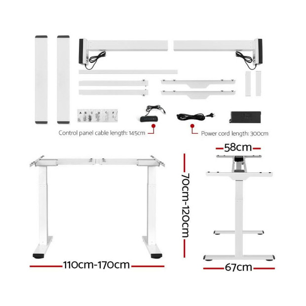 Standing Desk Electric Height Adjustable Sit Stand Desks White 140cm Image 2