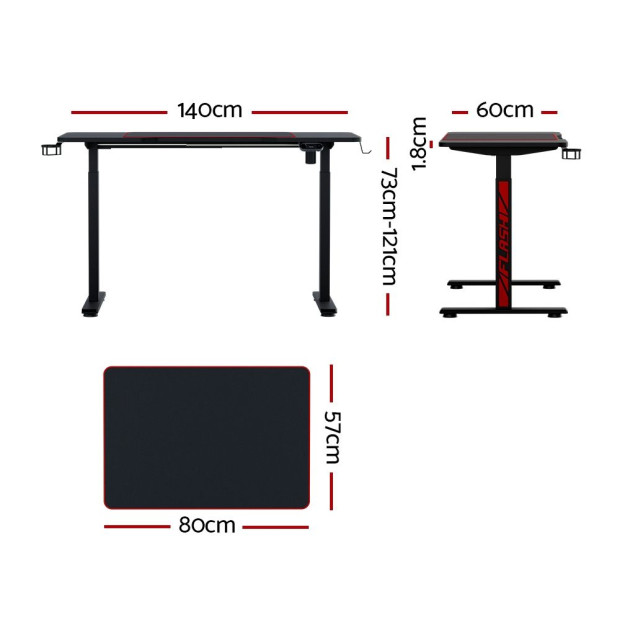 Electric Standing Desk Gaming Sit Stand Table Rgb Light Home Office Image 2