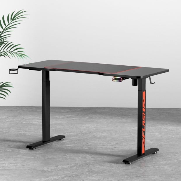 Electric Standing Desk Gaming Sit Stand Table Rgb Light Home Office Image 8