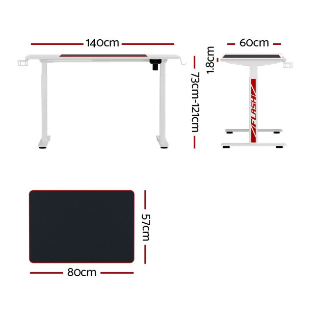 Electric Standing Desk Sit Stand Gaming RGB Light Home Office Table Image 2