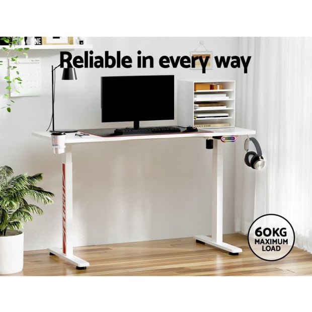 Electric Standing Desk Sit Stand Gaming RGB Light Home Office Table Image 5