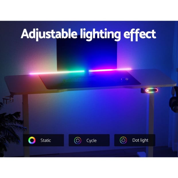 Electric Standing Desk Sit Stand Gaming RGB Light Home Office Table Image 6