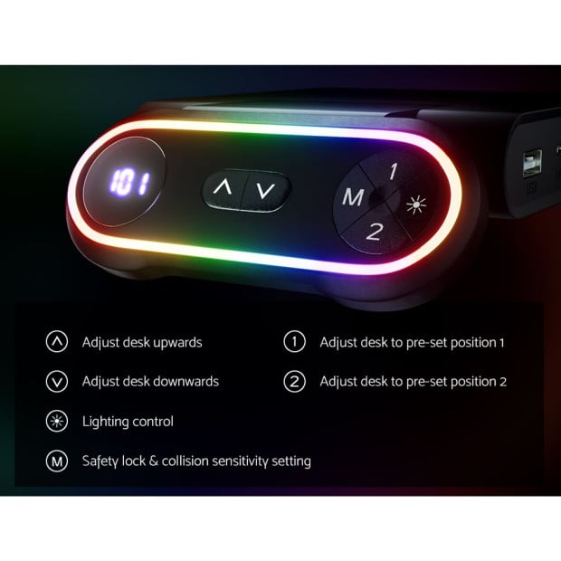 Electric Standing Desk Sit Stand Gaming RGB Light Home Office Table Image 7