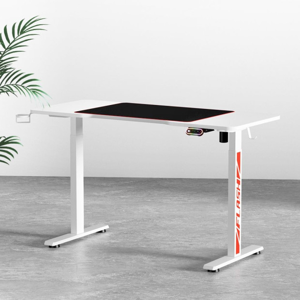 Electric Standing Desk Sit Stand Gaming RGB Light Home Office Table Image 8