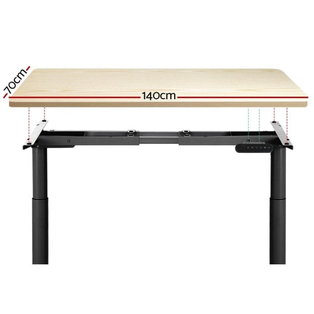 Electric Standing Desk Height Adjustable Sit Stand Black Oak 140cm Image 3