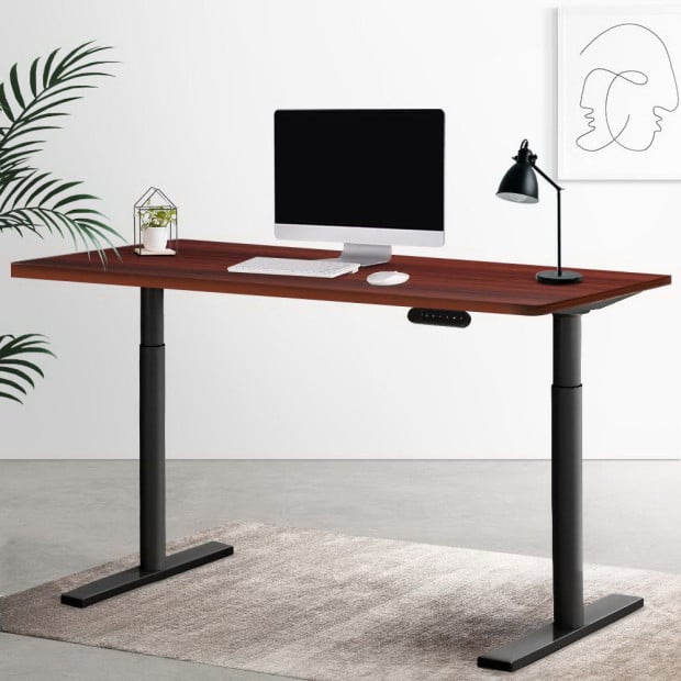 Electric Standing Desk Motorised Adjustable Sit Stand Black Walnut Image 8