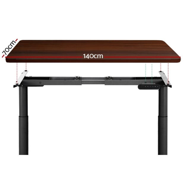 Electric Standing Desk Adjustable Sit Stand Desks Black Walnut 140cm Image 3