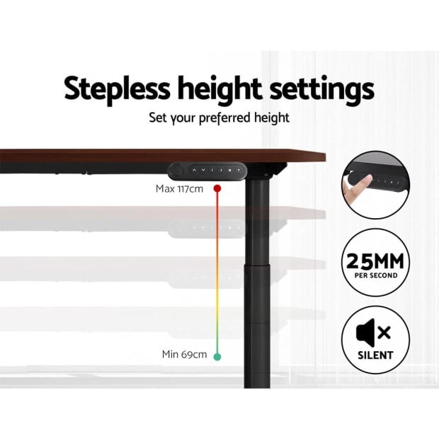 Electric Standing Desk Adjustable Sit Stand Desks Black Walnut 140cm Image 5