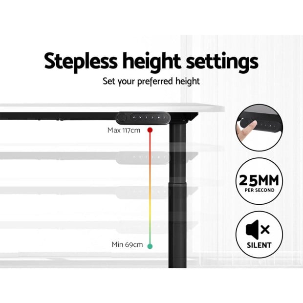 Electric Standing Desk Adjustable Sit Stand Desks Black White 140cm Image 5