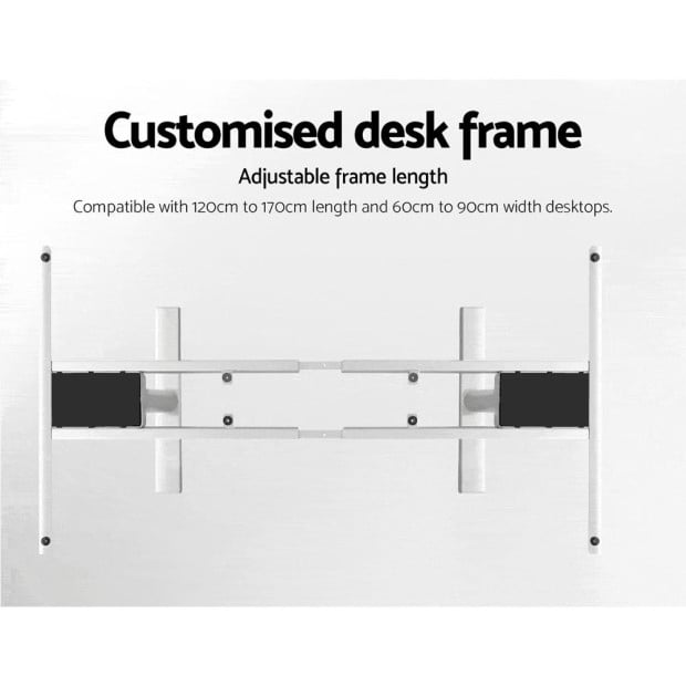 Electric Standing Desk Adjustable Sit Stand Desks White Black 140cm Image 6