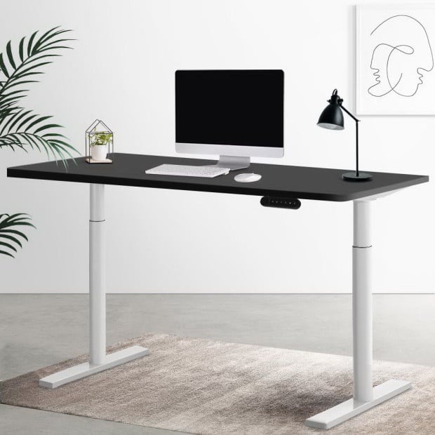 Electric Standing Desk Adjustable Sit Stand Desks White Black 140cm Image 8