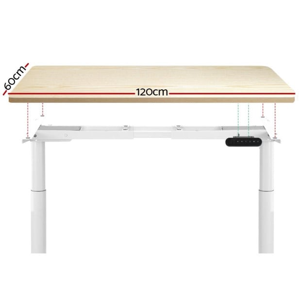 Electric Standing Desk Height Adjustable Sit Stand White Oak Image 3