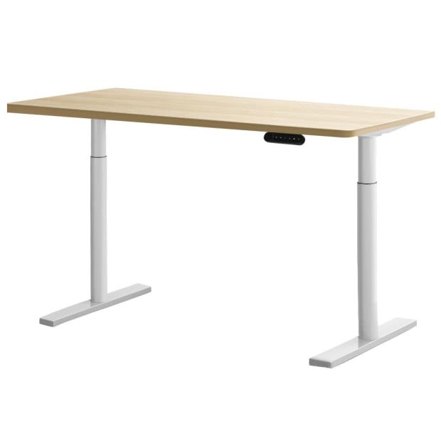 Electric Standing Desk Height Adjustable Sit Stand White Oak 140cm