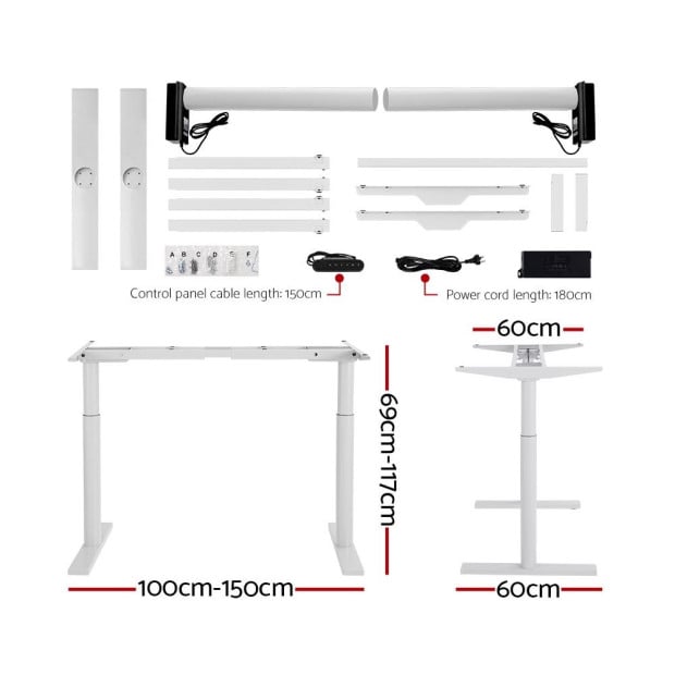 Electric Standing Desk Height Adjustable Sit Stand White Oak 140cm Image 2