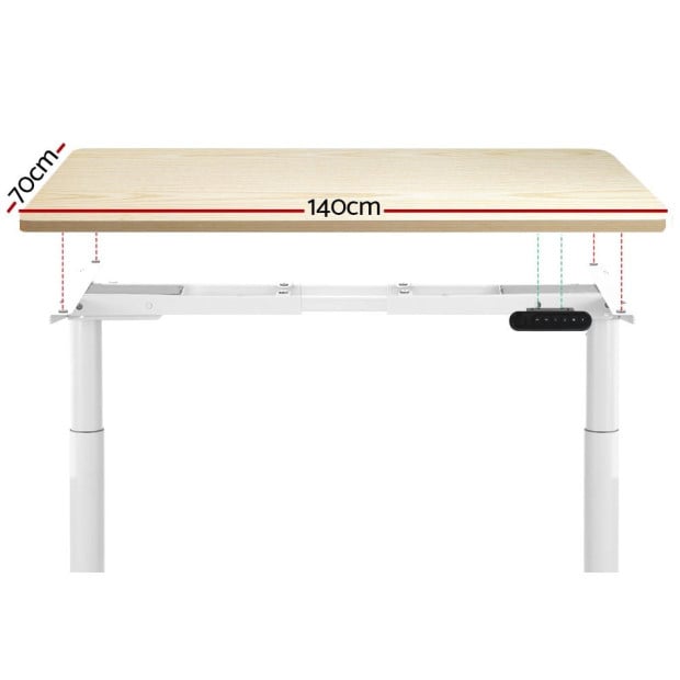 Electric Standing Desk Height Adjustable Sit Stand White Oak 140cm Image 3