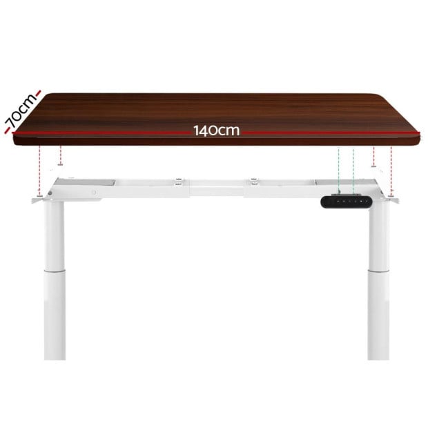 Electric Standing Desk Adjustable Sit Stand White Walnut 140cm Image 3