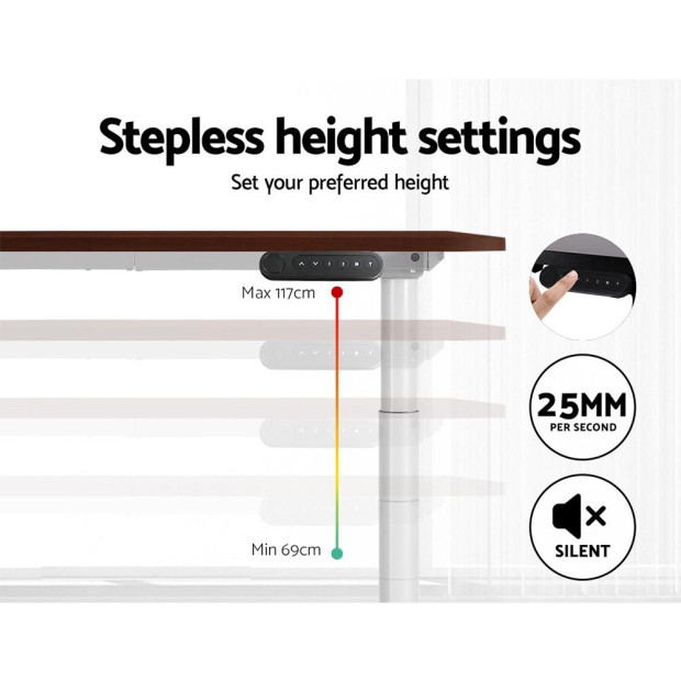 Electric Standing Desk Adjustable Sit Stand White Walnut 140cm Image 5