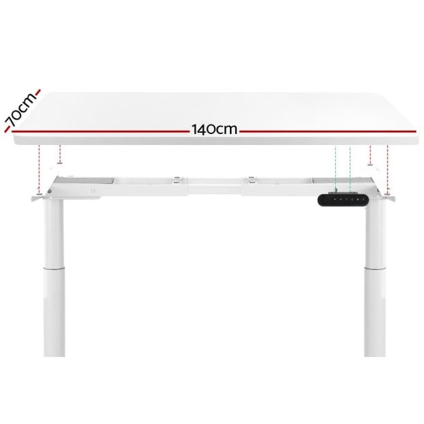 Electric Standing Desk Height Adjustable Sit Stand Desks White 140cm Image 3