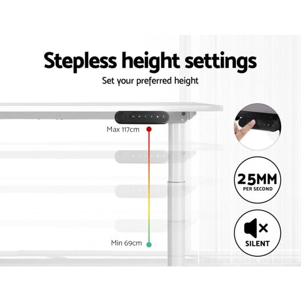 Electric Standing Desk Height Adjustable Sit Stand Desks White 140cm Image 5