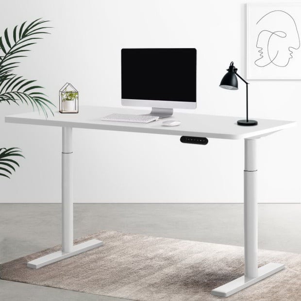 Electric Standing Desk Height Adjustable Sit Stand Desks White 140cm Image 8