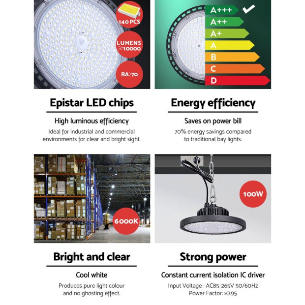 Leier LED High Bay Lights Light 100W Industrial Workshop Warehouse Gym Image 7