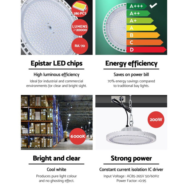 Leier LED High Bay Lights 200W Industrial Workshop Warehouse Gym WH Image 7