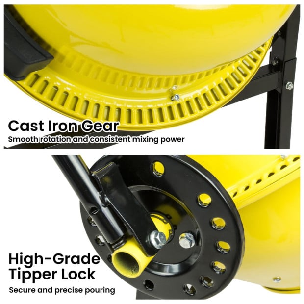 Kartrite Portable 63L Cement Concrete Mixer Dual Mix Blades & Tipper Lock 220W Image 6